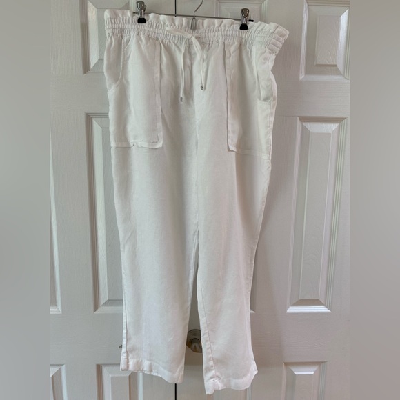 Lauren Ralph Lauren White Drawstring Linen Pants Size 16 - Picture 1 of 15
